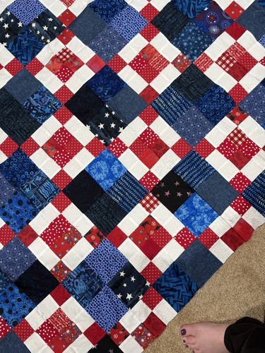 Scrappy Americana Quilt top, Approx. 48” X 63” - Picture 2 of 6