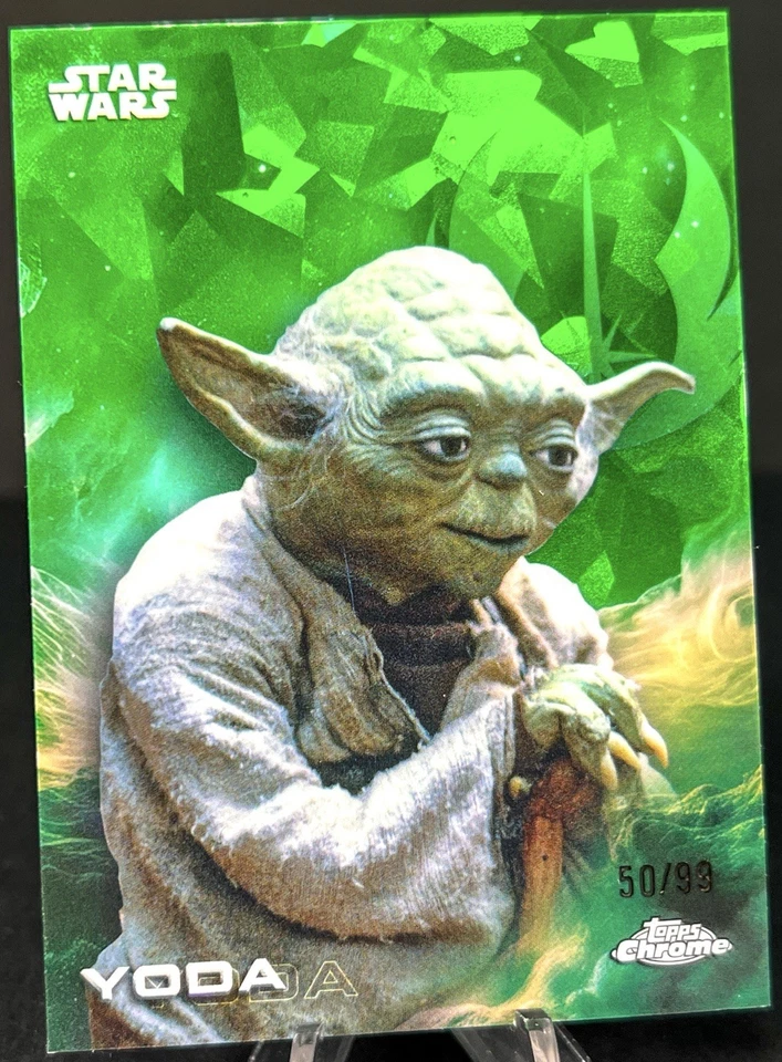 2025 Topps Chrome Sapphire Star Wars 🔥 #197 YODA Green 50 /99 COLOR MATCH! - Image 3 of 4