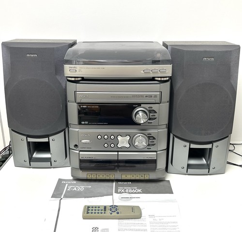 Aiwa Z-A20 kompakte HiFi Stereoanlage mit Plattenspieler Fernbedienung & manuellem 3CD-Wechsler