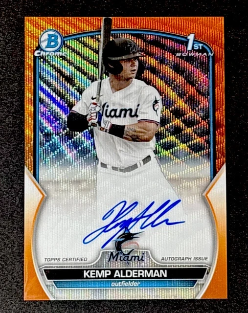 2023 Bowman Chrome 1ST ORANGE 01/25 EBAY 1/1 Kemp Alderman Wave Auto #CDA-KA