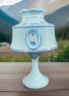 1979 Vtg Westmoreland Baby Blue Milk Glass Hand Painted Fairy Lamp Signed!