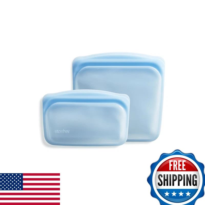 Stasher Silicone Reusable Food Storage Bags 2-Pack Reusable Freezer Bags
Opens in a new window or ta