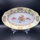 Vtg Ligne Limoise Couleuvre French Porcelain Floral Cream Gold Oval Trinket Dish