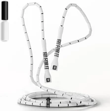 Sportbit Elite Beaded Jump Rope - Adjustable Speed for Fitness, White 