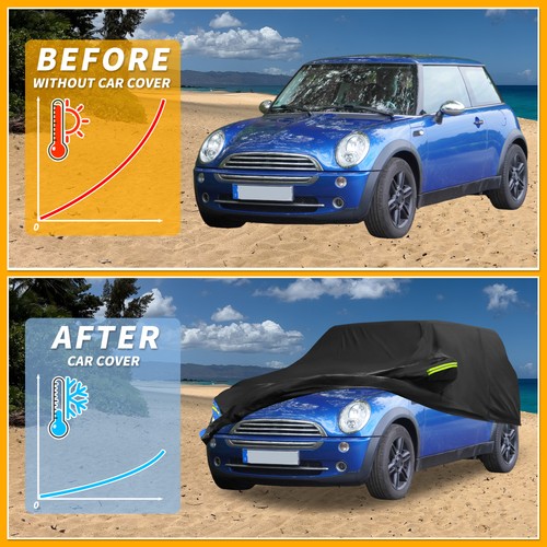 Wasserdichte Autoabdeckung mit Türreißverschluss für Mini Cooper Schwarz Blau - Bild 4 von 8
