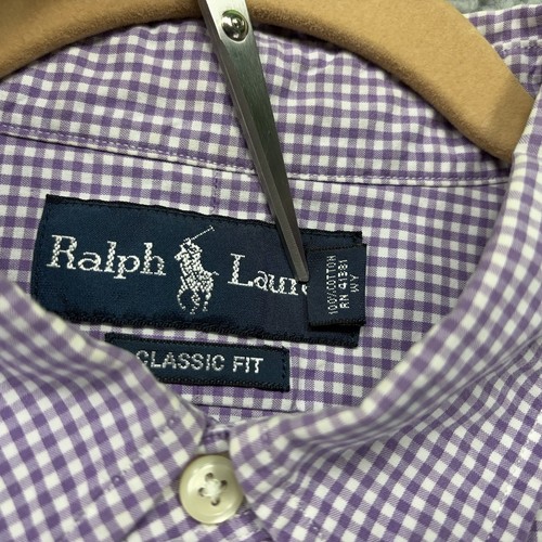 Ralph Lauren klassische Passform lila kariert Knopfleiste Herren Größe 16 32/33 - Bild 3 von 12