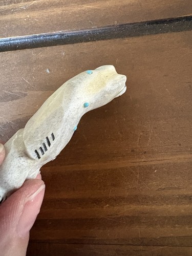 Zuni Bär Fetisch türkis stehend signiert Geweih Vintage - Bild 3 von 9