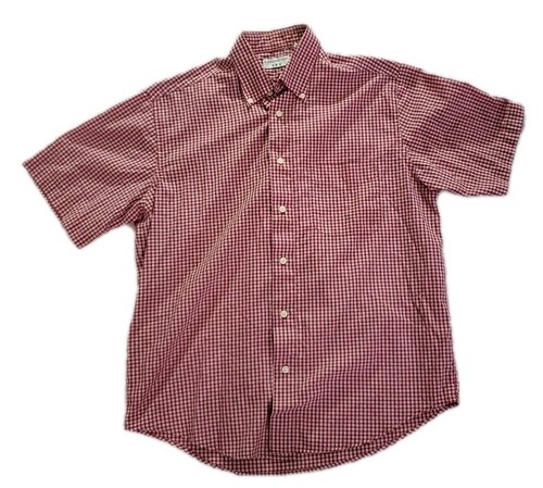 Covington Button Shirt Men M Medium 38-40 Short Sleeve Red Check Cotton Blend  - Picture 1 of 10