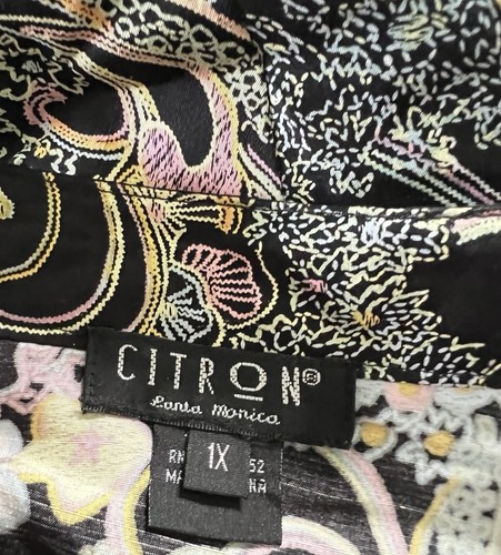Citron Santa Monica 100% Silk Long Sleeve Button Down Floral Blouse Plus 1X - Picture 4 of 7