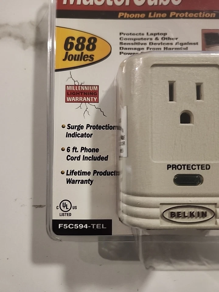 NEW Vintage Belkin D5C594-TEL Surge Protector and Phone Line Protector  - Image 3 of 4