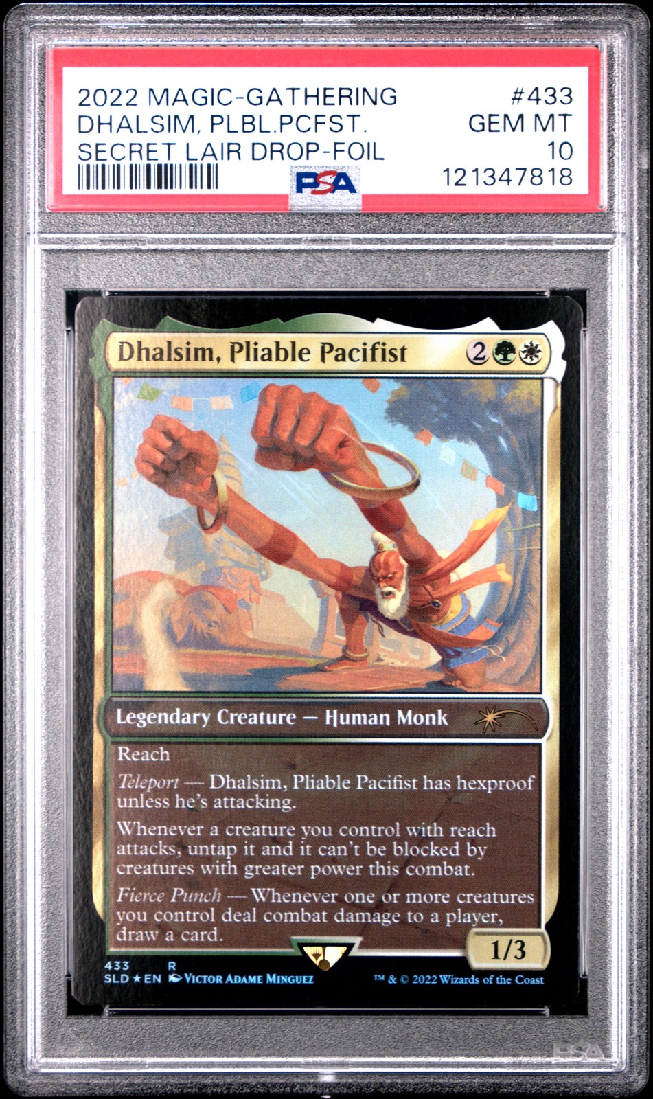 2022 MTG SECRET LAIR DROP FOIL #433 DHALSIM, PLIABLE PACIFIST PSA 10