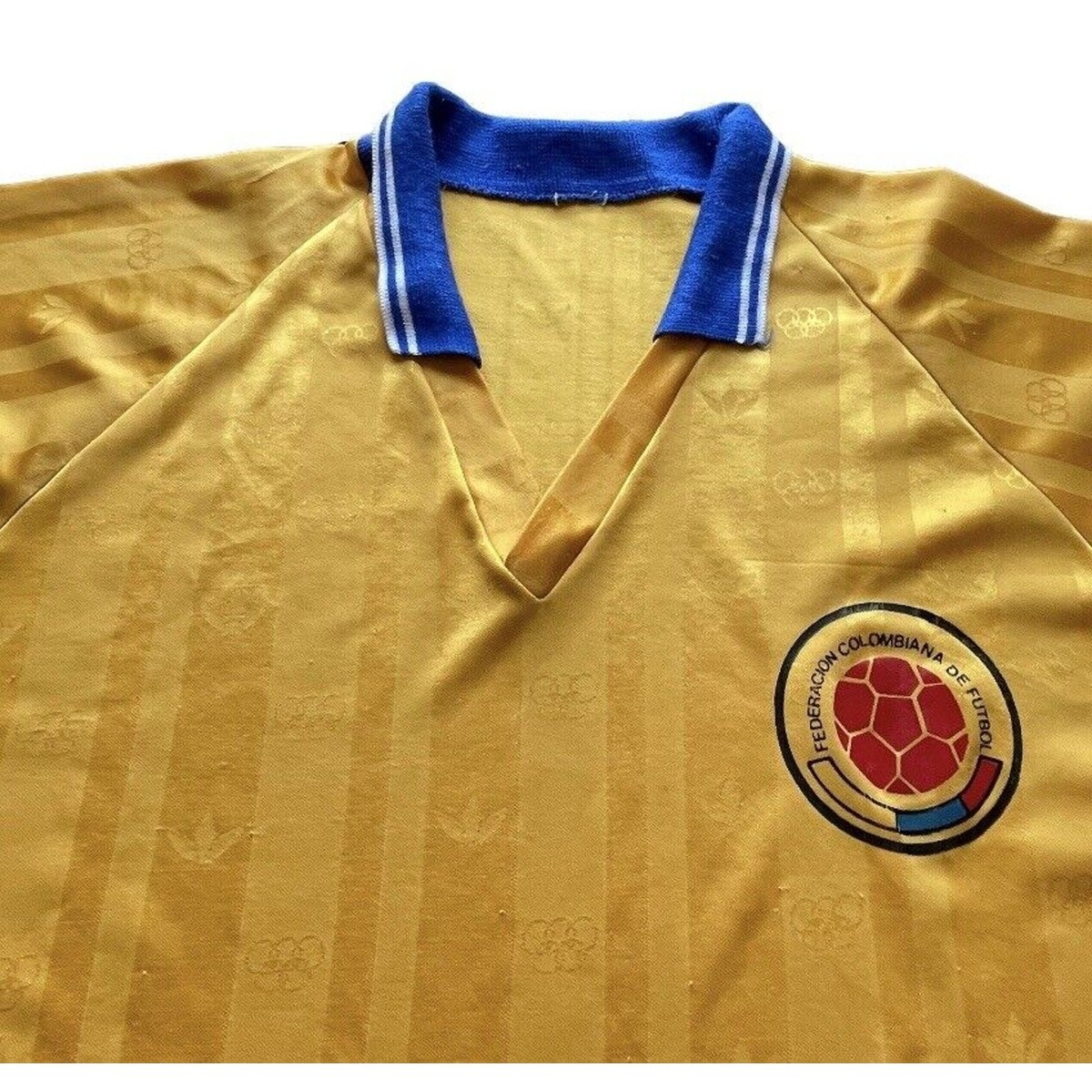 VTG Adidas Jersey Men Medium Yellow Colombia FC FIFA World