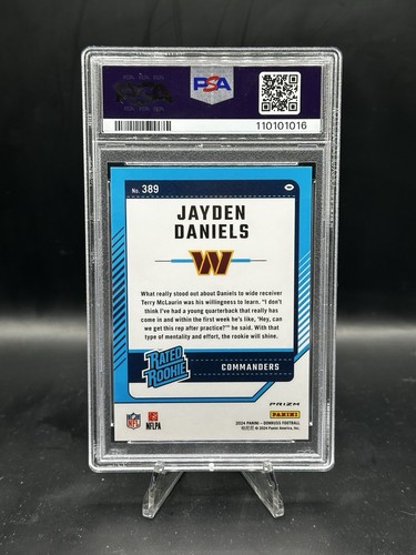 2024 Panini Donruss Jayden Daniels Optic Preview Blue Scope RC PSA 10 Commanders - Bild 2 von 2
