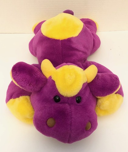 1990s Commonwealth Purple & Yellow COW 19" Plush Laying Vintage Stuffed Toy LC - Picture 3 of 3