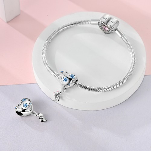 Pulsera europea de plata esterlina 925 hágalo usted mismo dije circonita cúbica corazón cuentas ajuste mujer - Imagen 45 de 198