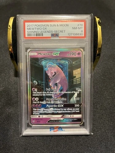2017 POKEMON SUN & MOON SHINING LEGENDS SECRET #78 MEWTWO GX PSA 8