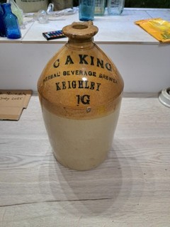 C A King Brewers Keighley Vintage Flagon 1 Gallon Stoneware Bottles