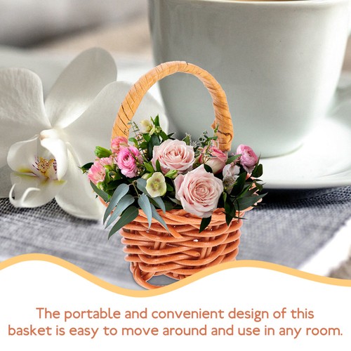 4 Pezzi Cestino Spesa Rattan Piccoli Cesti Miniatura Bambino Tessuto a Mano Fiore - Foto 8 di 12
