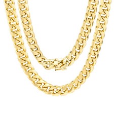 10K Yellow Gold Mens 9mm Miami Cuban Link Chain Italian Necklace Box Clasp 22"