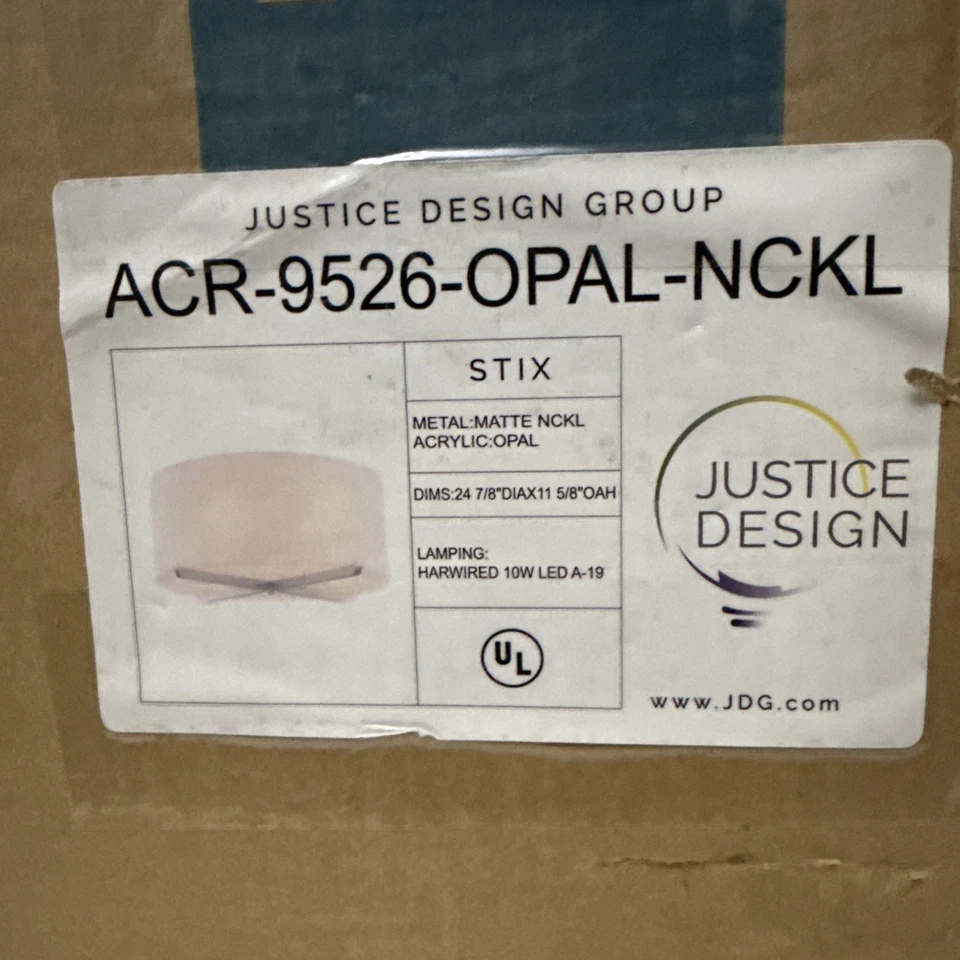 Justice Design Group ACR-9526-OPAL Acryluxe 6 Light 24"W Flush - Nickel - Image 2 of 4