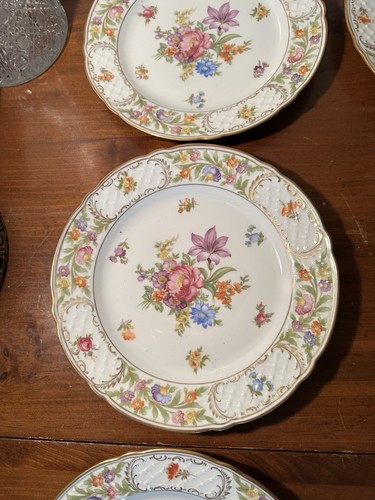 Set Of 6 Schumann Bavaria Empress Dresden Flowers 10” Dinner Plates Mint - Picture 8 of 11