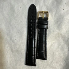 Water Resistant, Genuine, Leather, Black Replacement Band Gold Tone Buckle