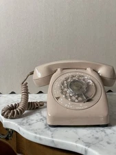 Antique Rotary Phone tan Vintage Old Automatic 