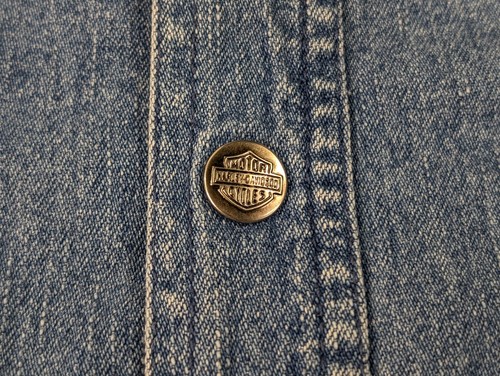 Vintage 90s Harley Davidson Shirt Adult Small Denim Metal Snap Button - Bild 4 von 14