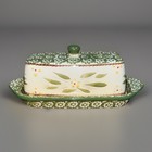 Temp-Tations by Tara Old World Green Stoneware Butter Dish with Lid