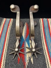 BEAUTIFUL North & Judd Silver Overlaid Engraved Spurs
