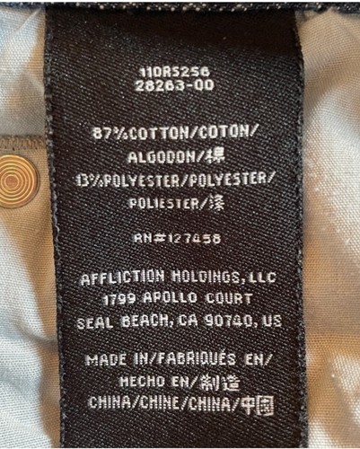 Affliction Black Premium Y2K Wide Stitch Blake Straight Blue Jeans Herren 40 - Bild 11 von 14