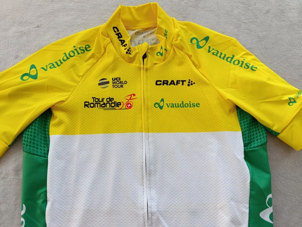 Camiseta deportiva de ciclismo Vaudoise Uci Tour De Romandie Craft para hombre amarilla podio talla M Foto 2 de 4