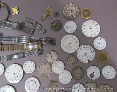 GRANDE LOTTO QUADRANTI OROLOGIO DA TASCA E DA POLSO VINTAGE Elgin Illinois Lancet Muralto Waltham - Foto 5 di 9