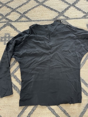 Vintage klassisch Oleg Cassini Gr. 6 schwarz Seide Perlen Latz Bluse Top Shirt Dolman - Bild 6 von 7