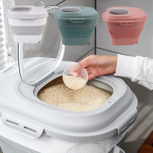 (Green)Food Storage Container Collapsible Cereal Storage Container 110.2 Lb - Picture 5 of 12