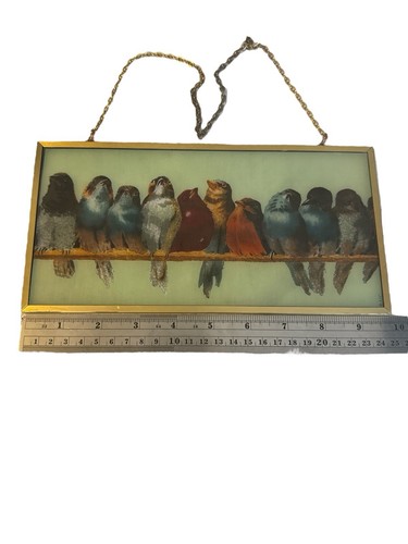 Vintage - Eine Barsch Vögel von Hector Giacomelli, 10" gerahmte Glasrückseite Kunst - Bild 4 von 5