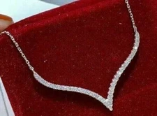 3Ct Lab Created Round Diamond Engagement Necklace Pendant 14K White Gold Finish