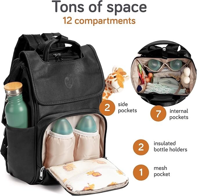 Baby Changing Backpack Large Capacity Diaper Bag Multi Compartments Waterproof