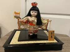 Extremely Rare Japanese traditional Ichimatsu doll Standing Kimono Silk Spool