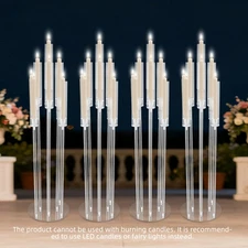4pcs Acrylic Candelabra Centerpieces 5-Arm Clear Candle Holder For LED Candle