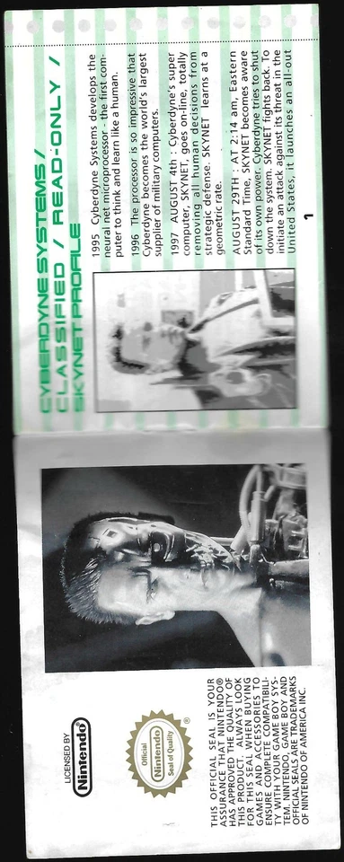 MANUAL ONLY T2: Terminator 2 Judgment Day (Nintendo Game Boy 1991) Authentic - Image 3 of 3