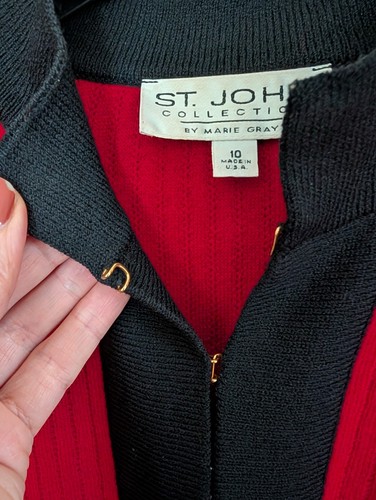 St. John Collection by Marie graue Strickjacke Pullover Jacke 10 rot Santana Strick - Bild 4 von 8