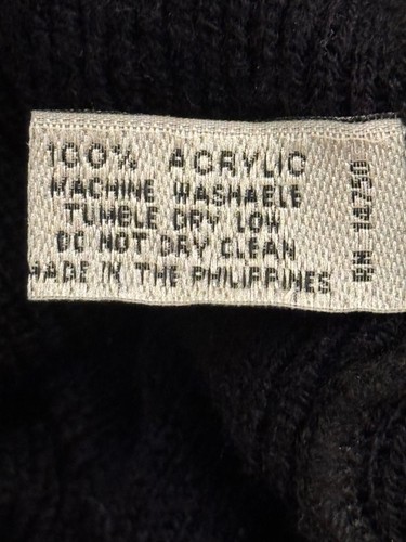 CHIC Unisex Solid Black Ribbed Knitted 100% Acrylic Hood Scarf OSFA - Picture 10 of 10