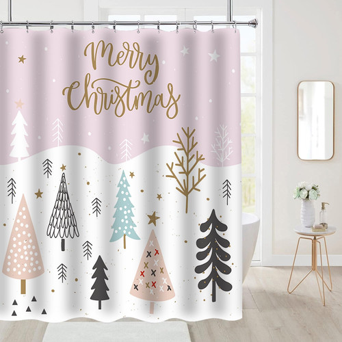 Christmas Shower Curtain, Winter Shower Curtain Set, Waterproof Cute Bathroom... - Picture 8 of 8
