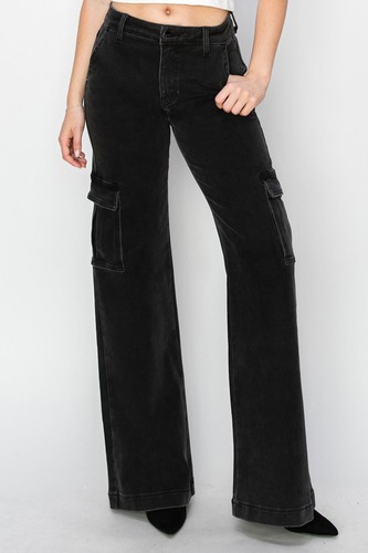 Risen Full Size High Rise Wide Leg Cargo Jeans - Picture 18 of 18