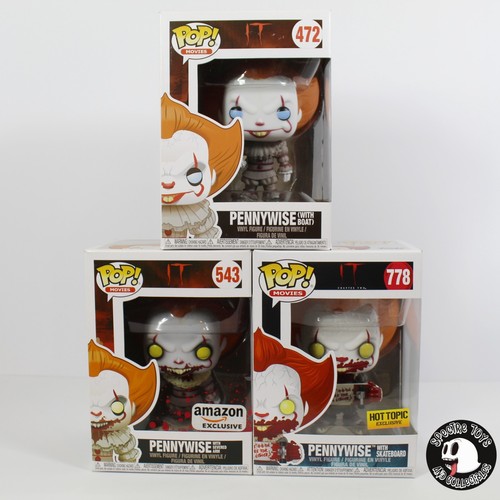 Funko Pop! Movies It Pennywise w/Skateboard, w/Boat, w/Arm #472, 543, 778 Lot