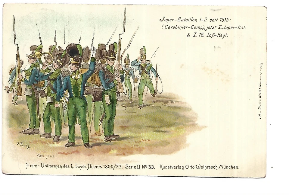 ALLEMAGNE HISTOR UNIFORMEN DES BAYER HEERES 1800/73 JAGER-BAT 1815 - Photo 1/1
