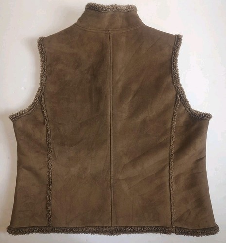 NWOT L.L. Bean Vest Women Brown Shearling Lined Suede Pockets Jacket Buttons XL - Picture 15 of 24