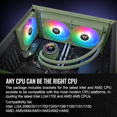Thermaltakte TH280 V2 ARGB Sync/AlO Liquid Cooler/Fan 140mm*2/PWM Matcha - Afbeelding 6 van 6
