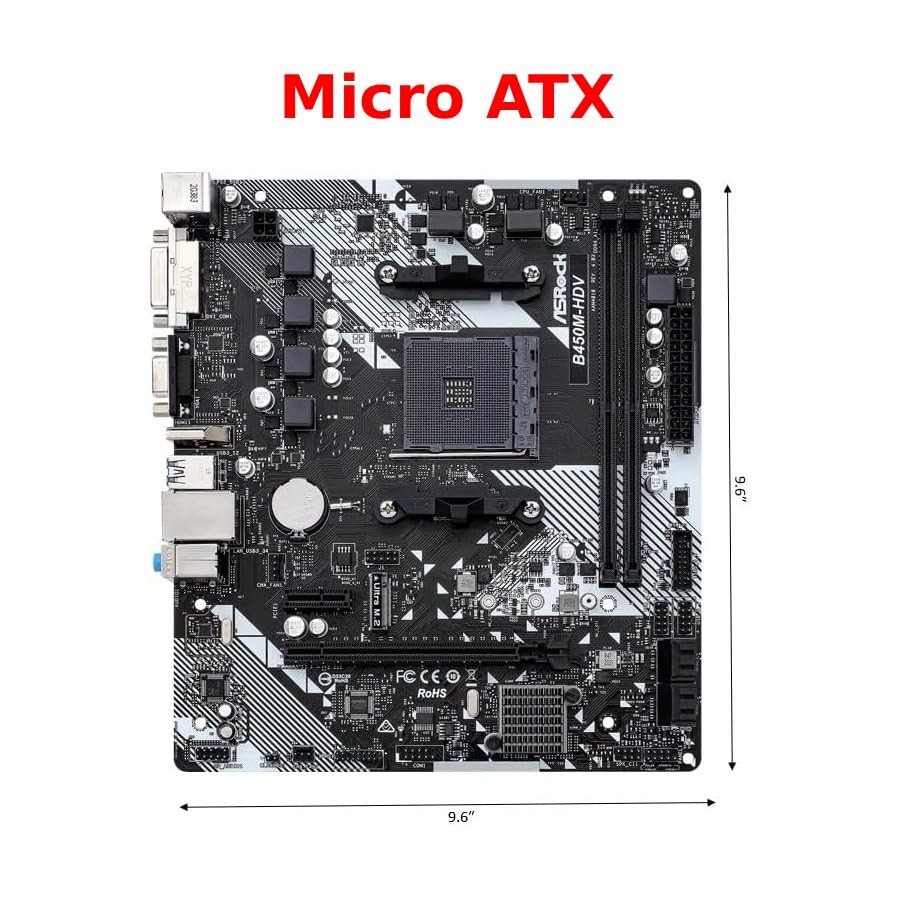 B450M-HDV R4.0 AMD B450 AM4 Socket Ryzen 2000 - 5000 Processors